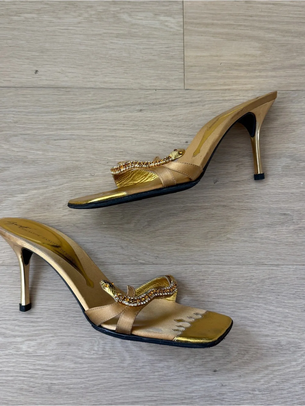 Vintage Giuseppe Zanotti Gold Snake Heels